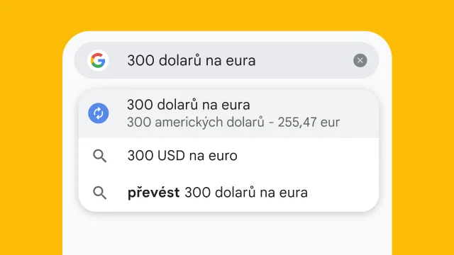 A user typed “300 usd to eur” into Chrome's address bar and it has instantly generated results.