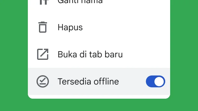 Sebuah tombol yang memungkinkan pengguna mengakses file mereka saat bekerja offline.
