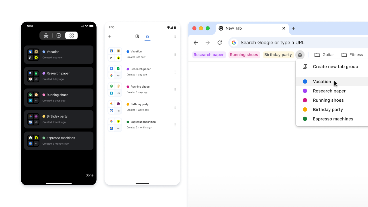 Tab Groups across iOS, Android, and desktop devices